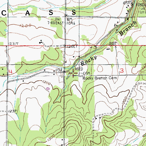 Topographic Map of Rock Branch Church (historical), MO