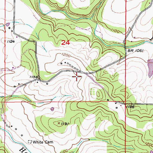 Topographic Map of Cleveland Church (historical), MO