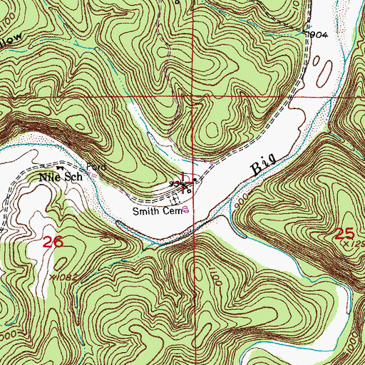 Topographic Map of Nile, MO