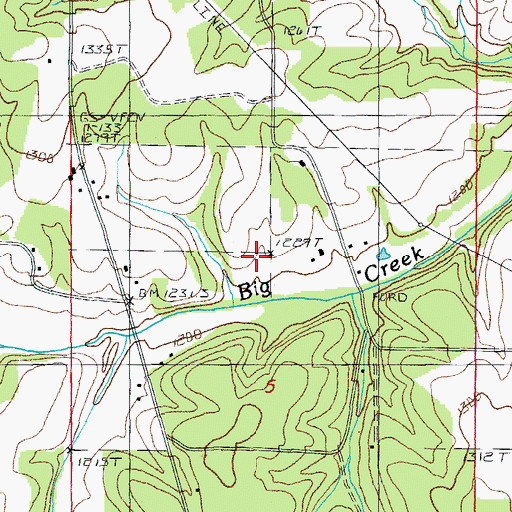 Topographic Map of Big Creek, MO