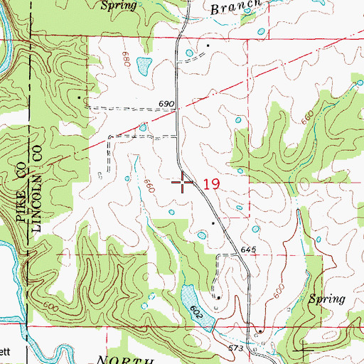 Topographic Map of Louisville School (historical), MO