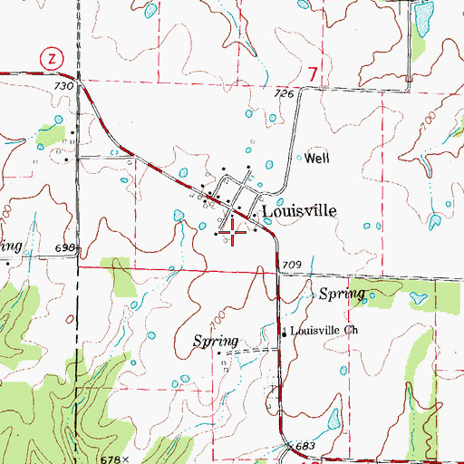 Topographic Map of Coxs Mill (historical), MO