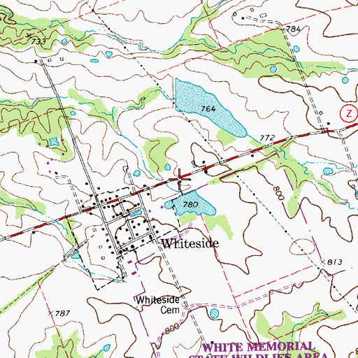 Topographic Map of Whiteside School (historical), MO