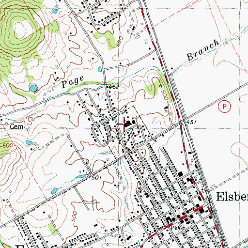 Topographic Map of Elsberry School (historical), MO