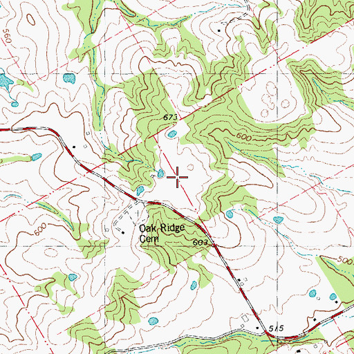 Topographic Map of Oak Ridge School (historical), MO