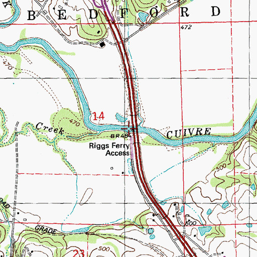 Topographic Map of Riggs Ford (historical), MO