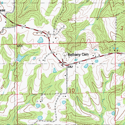 Topographic Map of Bethany Methodist Church (historical), MO