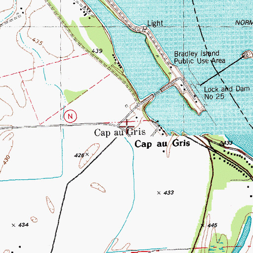 Topographic Map of Cap au Gris School (historical), MO