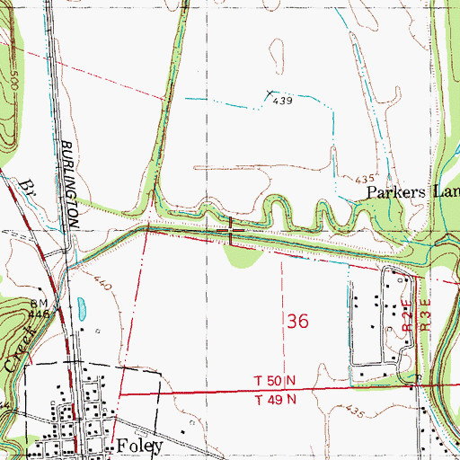 Topographic Map of Sandy Creek Ditch, MO