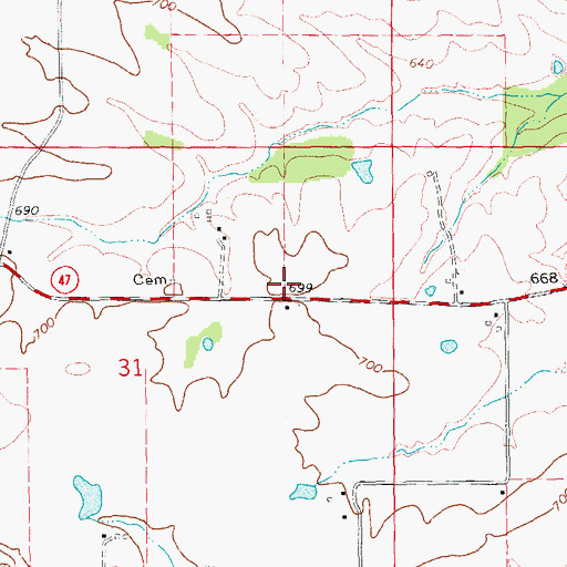 Topographic Map of Perkins School (historical), MO