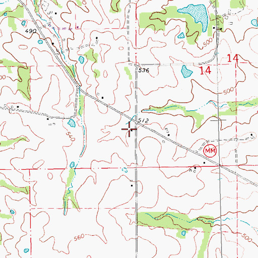 Topographic Map of Olive Branch School (historical), MO