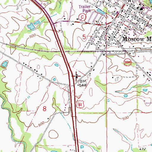 Topographic Map of Moscow School (historical), MO
