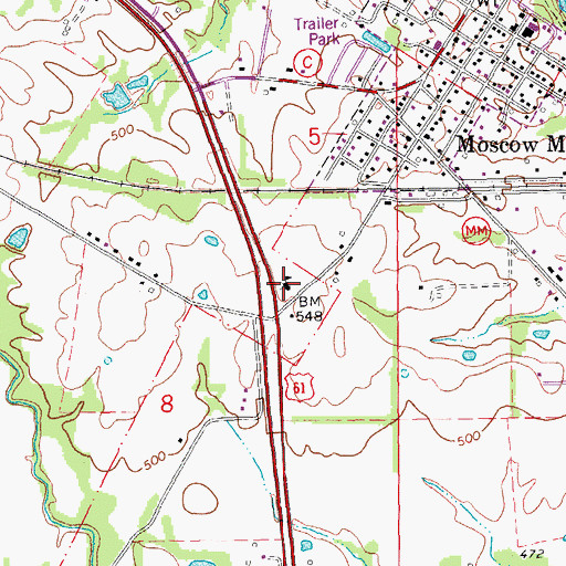 Topographic Map of Crab Apple School (historical), MO