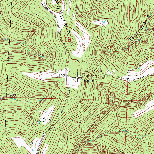 Topographic Map of Shiloh Cemetery, AR