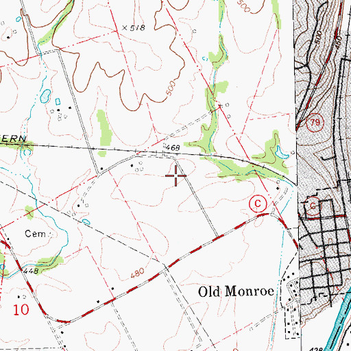Topographic Map of Old Monroe School (historical), MO