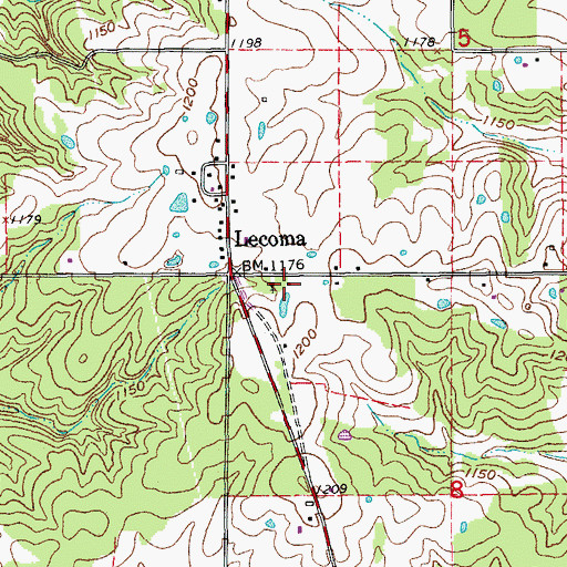 Topographic Map of Lecoma School (historical), MO