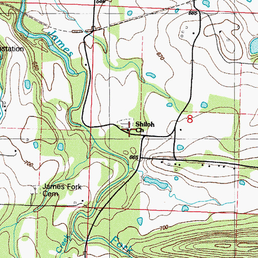 Topographic Map of Shiloh Church, AR