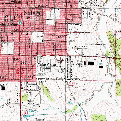 Topographic Map of Cedar Grove Church, MO