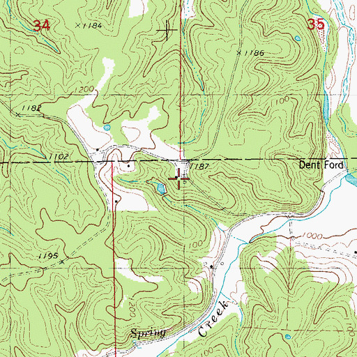 Topographic Map of Mount Dyke Baptist Church (historical), MO