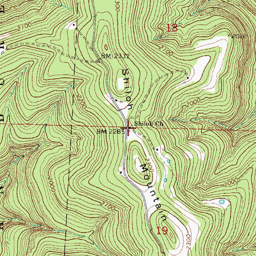 Topographic Map of Shiloh Mountain, AR