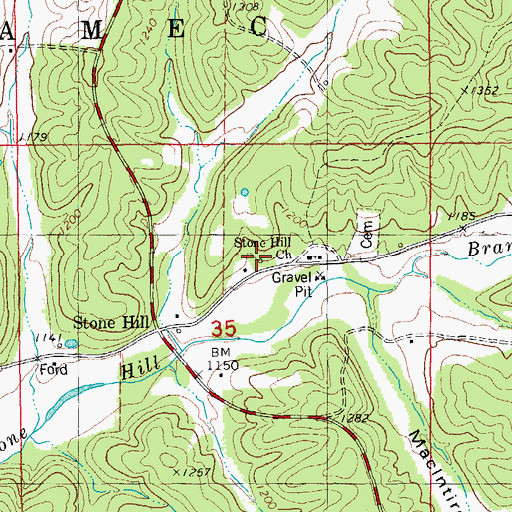 Topographic Map of Stone Hill School (historical), MO