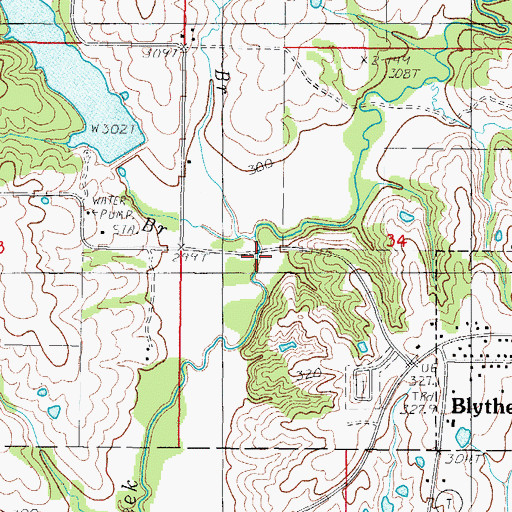 Topographic Map of Bracken Branch, MO