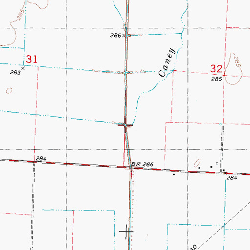 Topographic Map of Caney Creek, MO