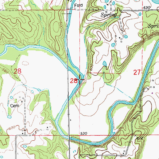 Topographic Map of Sulphur Creek, MO