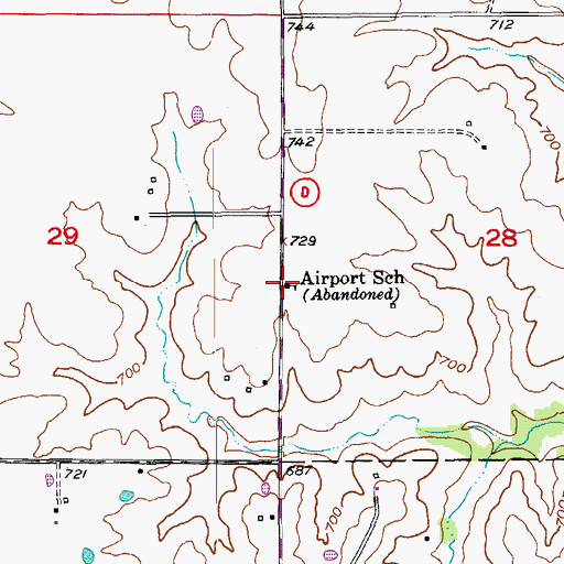 Topographic Map of Airport School (historical), MO