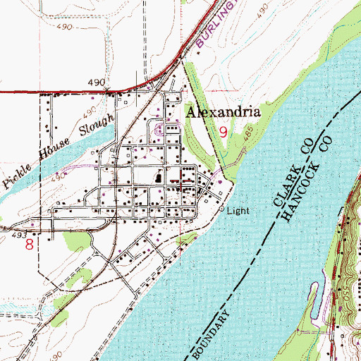 Topographic Map of Alexandria, MO