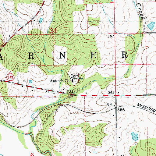 Topographic Map of Antioch Church, MO