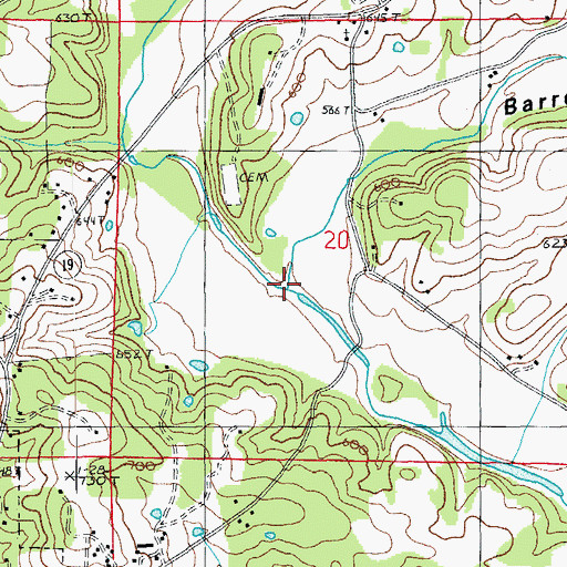 Topographic Map of Barren Hollow, MO