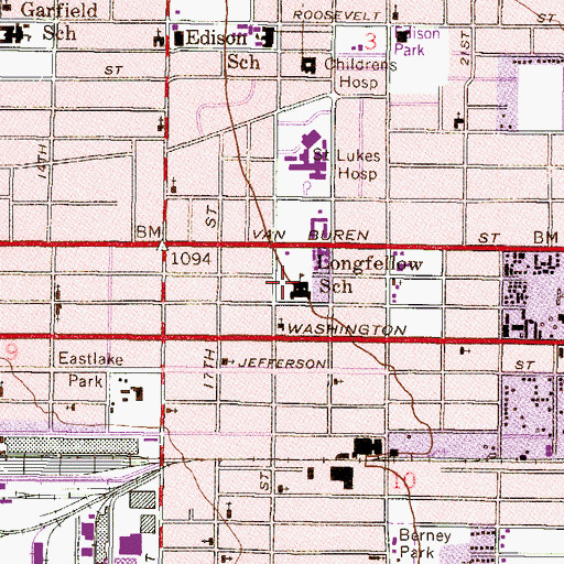 Topographic Map of Longfellow School, AZ
