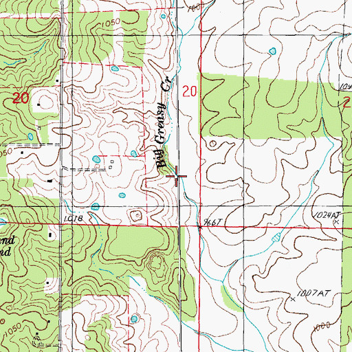 Topographic Map of Big Greasy Creek, MO