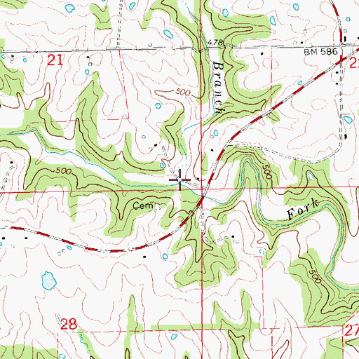 Topographic Map of Birkhead Branch, MO