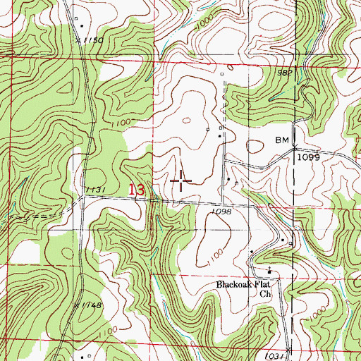 Topographic Map of Blackoak Flat School (historical), MO