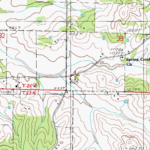 Topographic Map of Blue Mound School (historical), MO