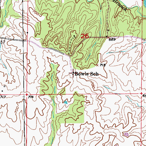 Topographic Map of Bowls School, MO
