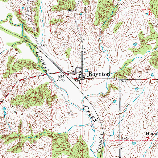 Topographic Map of Boynton, MO