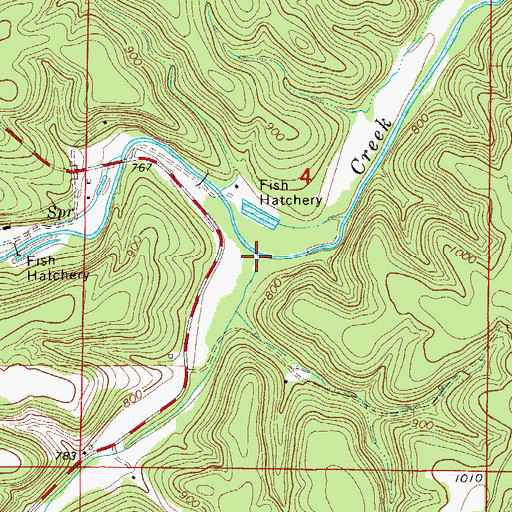 Topographic Map of Brixey Creek, MO