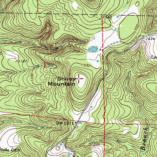 Topographic Map of Shirey Mountain, AR