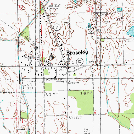 Topographic Map of Broseley, MO