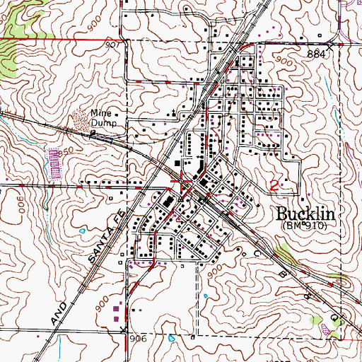 Topographic Map of Bucklin, MO