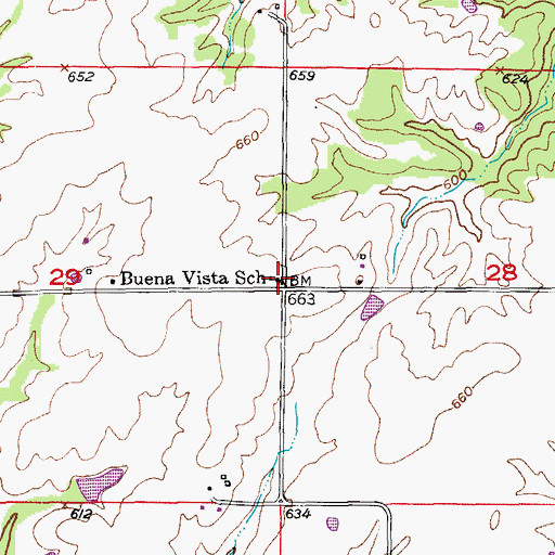 Topographic Map of Buena Vista School, MO