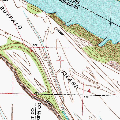 Topographic Map of Buffalo Island, MO