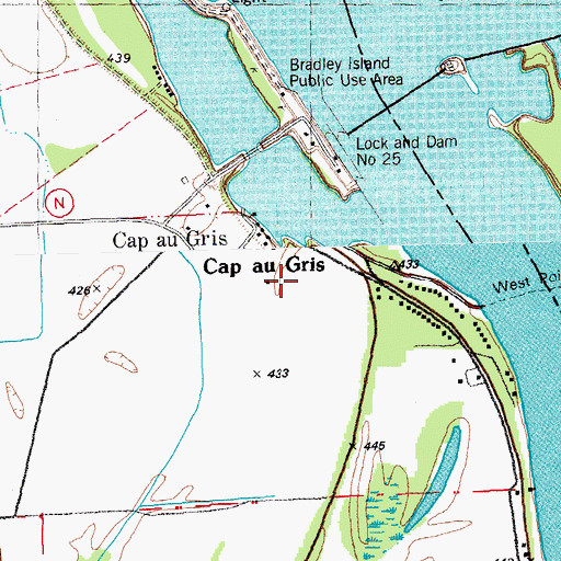 Topographic Map of Cap au Gris, MO
