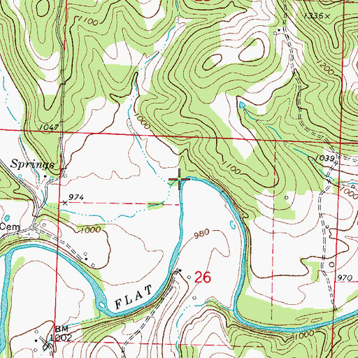 Topographic Map of Carney Creek, MO