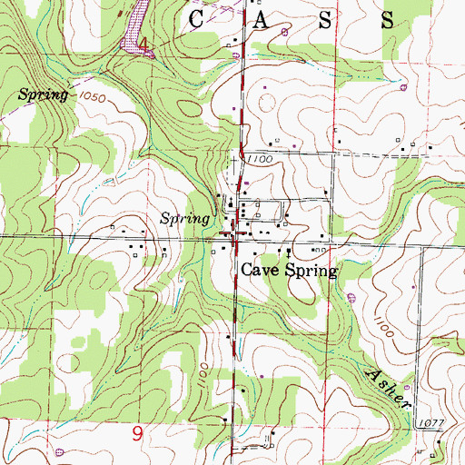 Topographic Map of Cave Spring, MO
