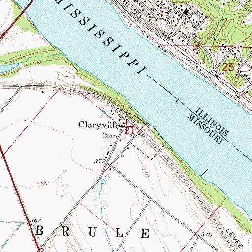 Topographic Map of Claryville, MO