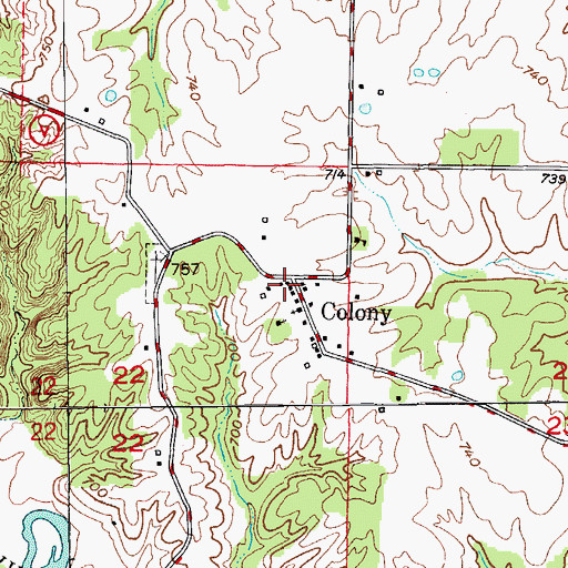 Topographic Map of Colony, MO
